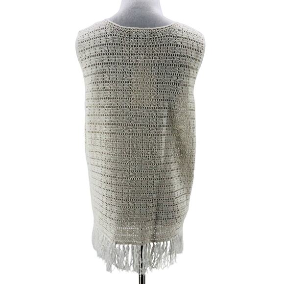 Joie Women's Ivory Analia Sleeveless Crochet Knit Frayed Tank Large NEW $298 - Picture 5 of 8